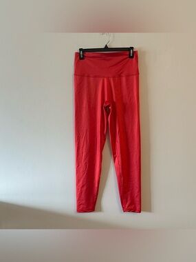 Aerie Offline Goals Gloss Leggings High Waisted Bold Red L Shine 7/8 Long